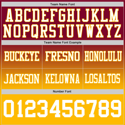 Custom Maroon White-Gold Authentic Fade Fashion Football Jersey