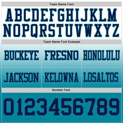 Custom White Navy-Teal Authentic Fade Fashion Football Jersey