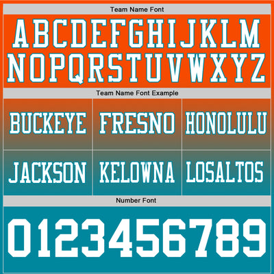Custom Orange White-Teal Authentic Fade Fashion Football Jersey