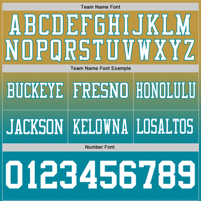 Custom Old Gold White-Teal Authentic Fade Fashion Football Jersey