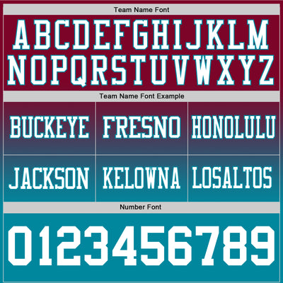 Custom Maroon White-Teal Authentic Fade Fashion Football Jersey