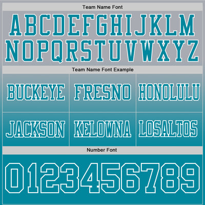 Custom Gray Teal-White Authentic Fade Fashion Football Jersey