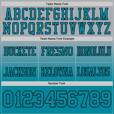 Custom Gray Teal-Black Authentic Fade Fashion Football Jersey