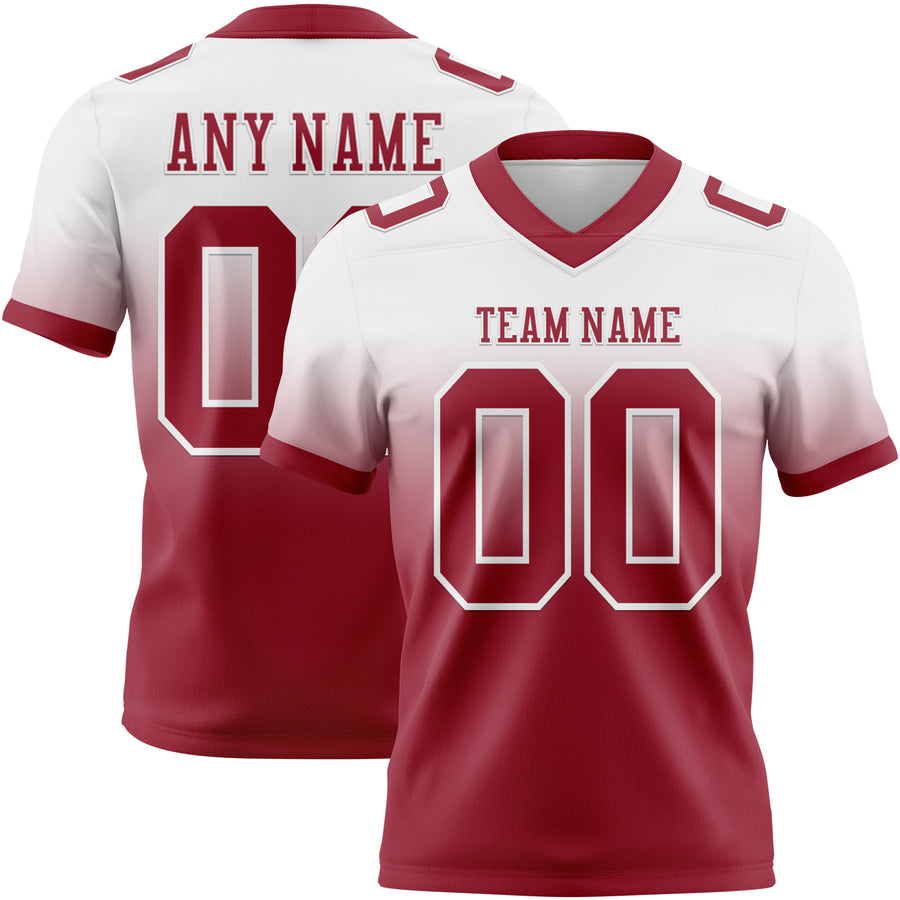Custom White Cardinal Authentic Fade Fashion Football Jersey