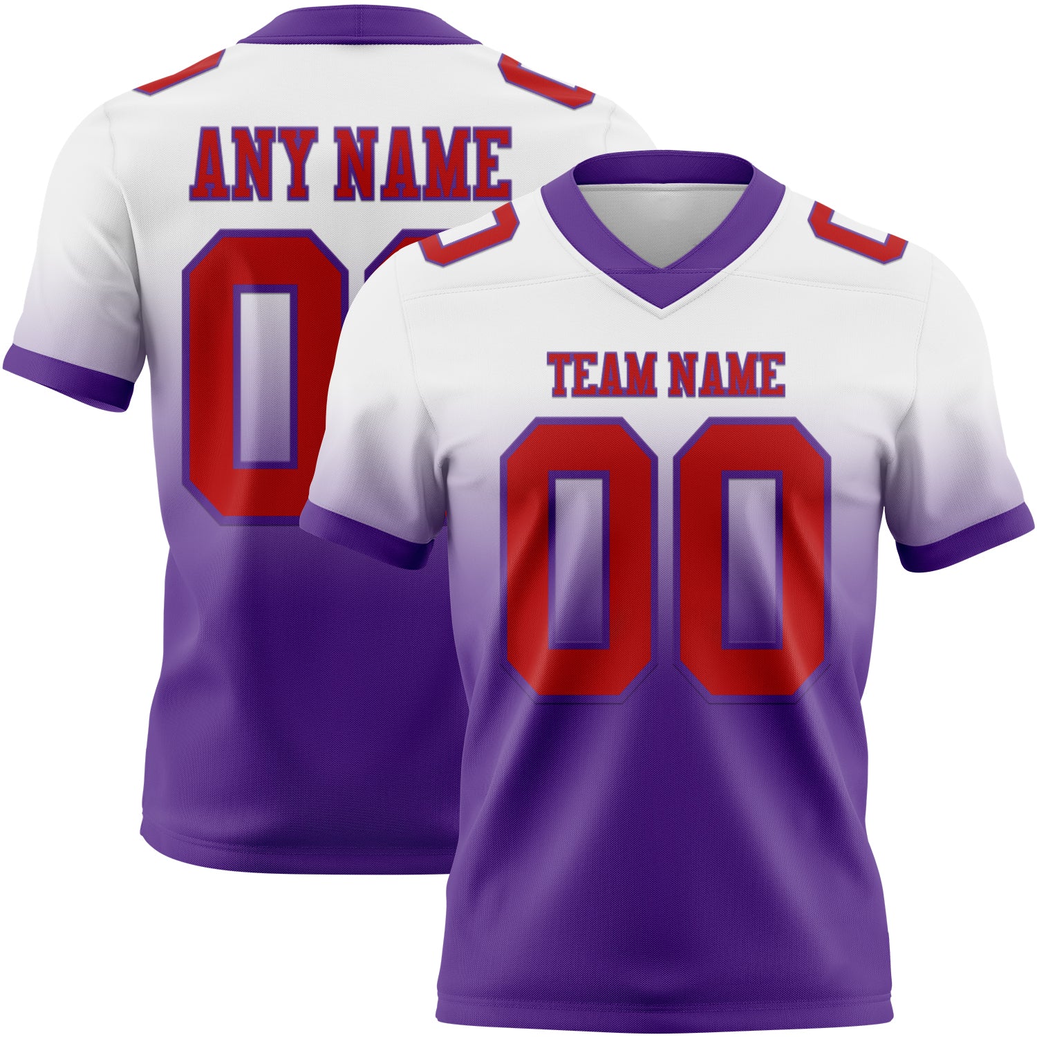 Custom White Red-Purple Authentic Fade Fashion Football Jersey