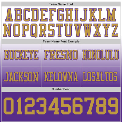 Custom White Old Gold-Purple Authentic Fade Fashion Football Jersey