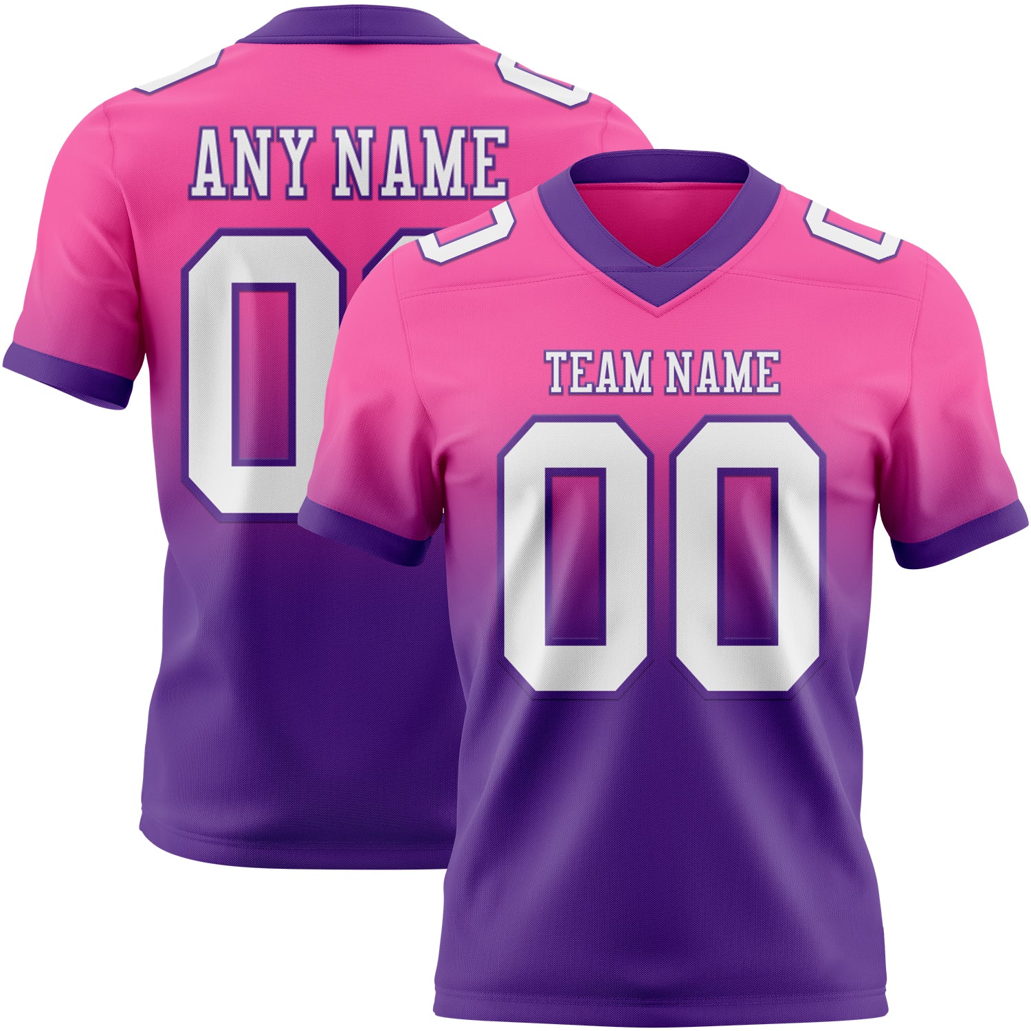 Custom Pink White-Purple Authentic Fade Fashion Football Jersey