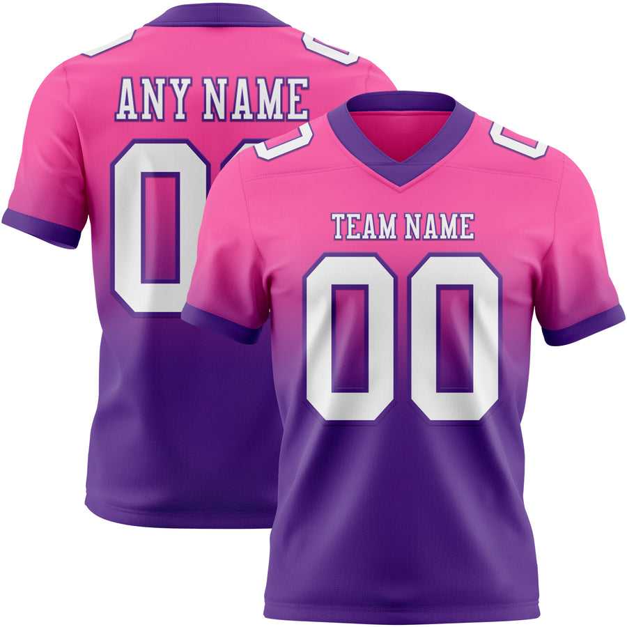 Custom Pink White-Purple Authentic Fade Fashion Football Jersey