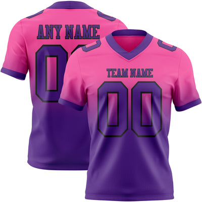 Custom Pink Purple-Black Authentic Fade Fashion Football Jersey