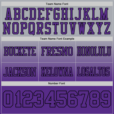 Custom Gray Purple-Black Authentic Fade Fashion Football Jersey