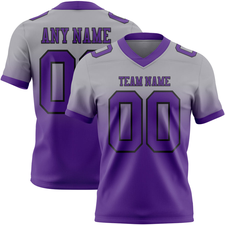 Custom Gray Purple-Black Authentic Fade Fashion Football Jersey