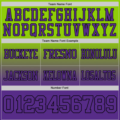 Custom Neon Green Purple-Black Authentic Fade Fashion Football Jersey