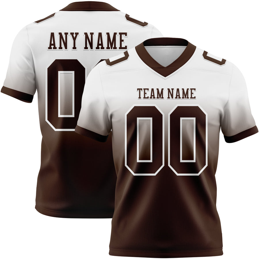 Custom White Brown Authentic Fade Fashion Football Jersey