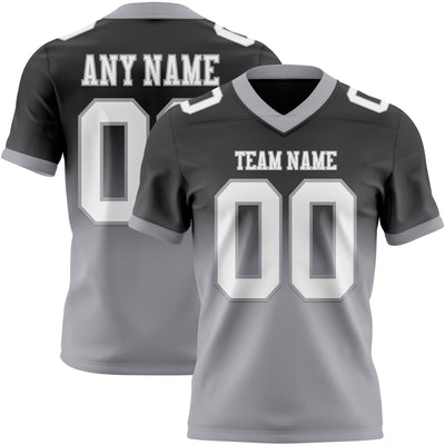 Custom Black White-Gray Authentic Fade Fashion Football Jersey
