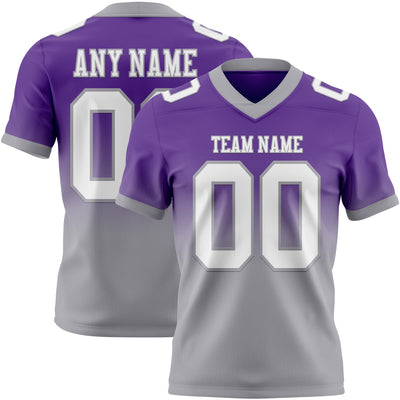 Custom Purple White-Gray Authentic Fade Fashion Football Jersey