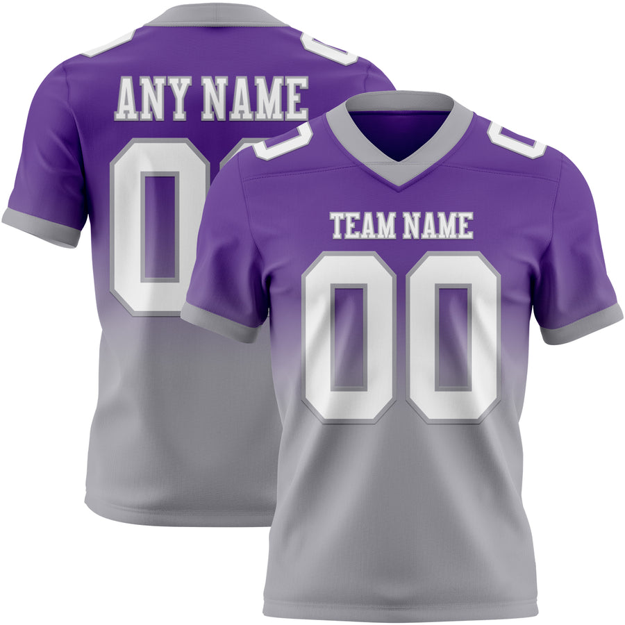 Custom Purple White-Gray Authentic Fade Fashion Football Jersey