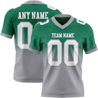 Custom Kelly Green White-Gray Authentic Fade Fashion Football Jersey