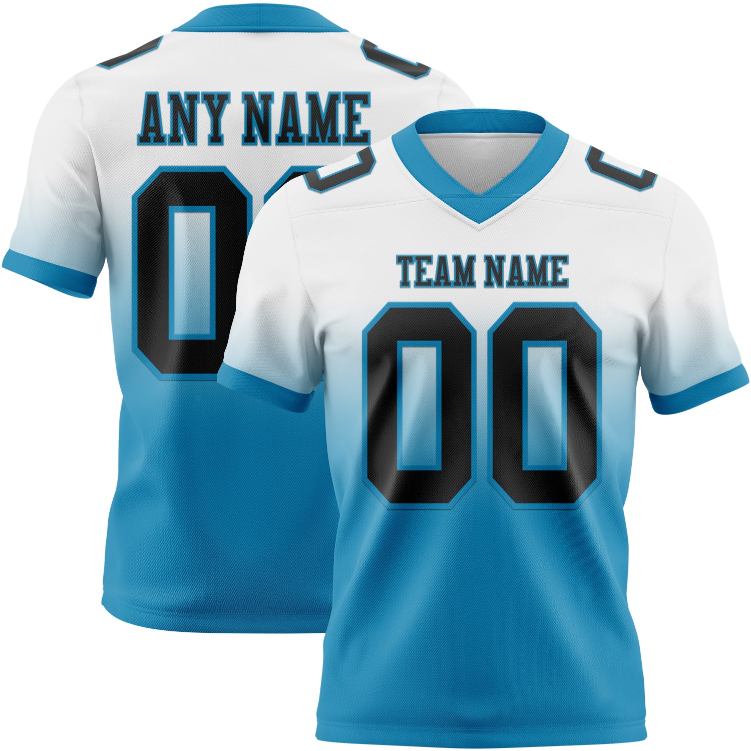 Custom White Black-Panther Blue Authentic Fade Fashion Football Jersey