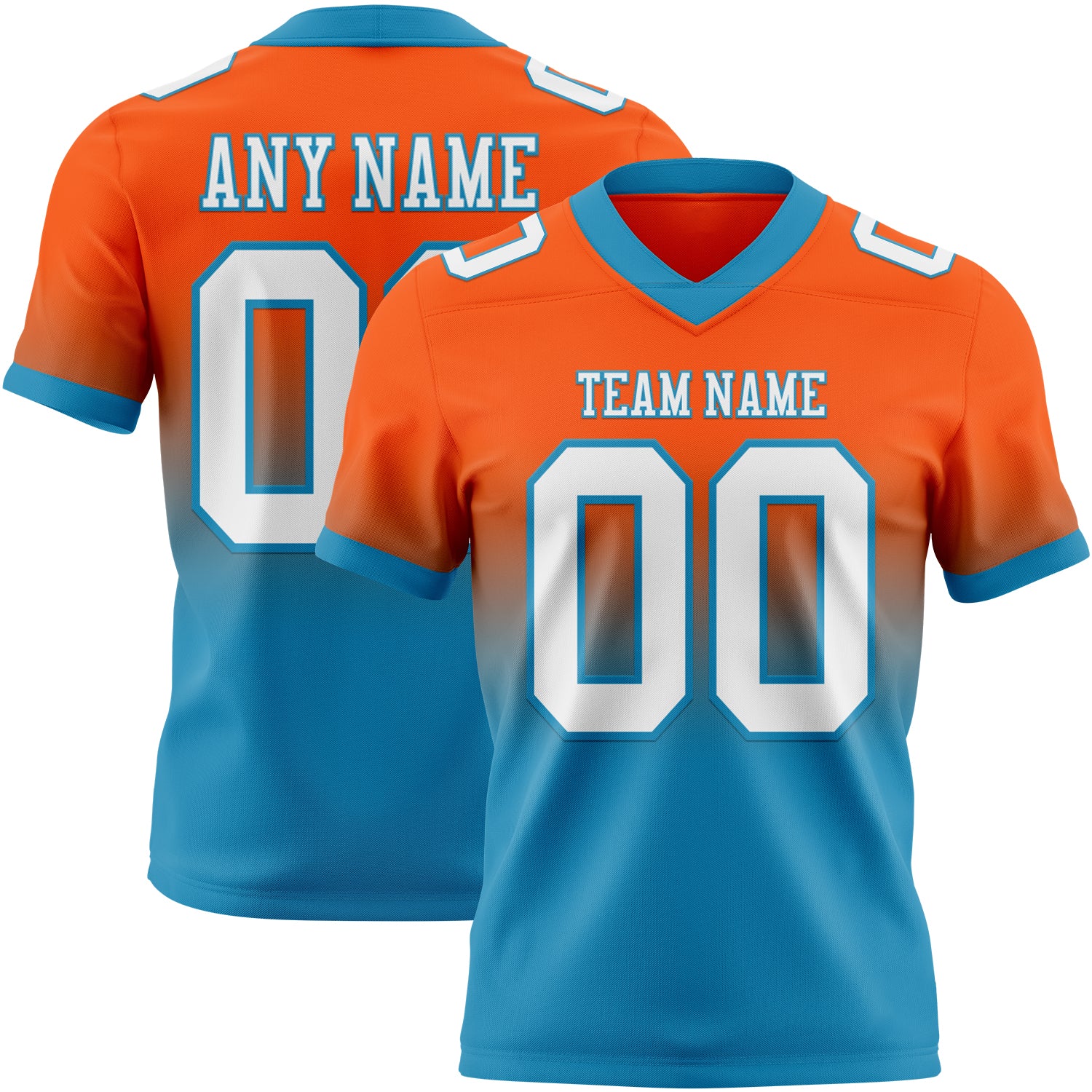 Custom Orange White-Panther Blue Authentic Fade Fashion Football Jersey