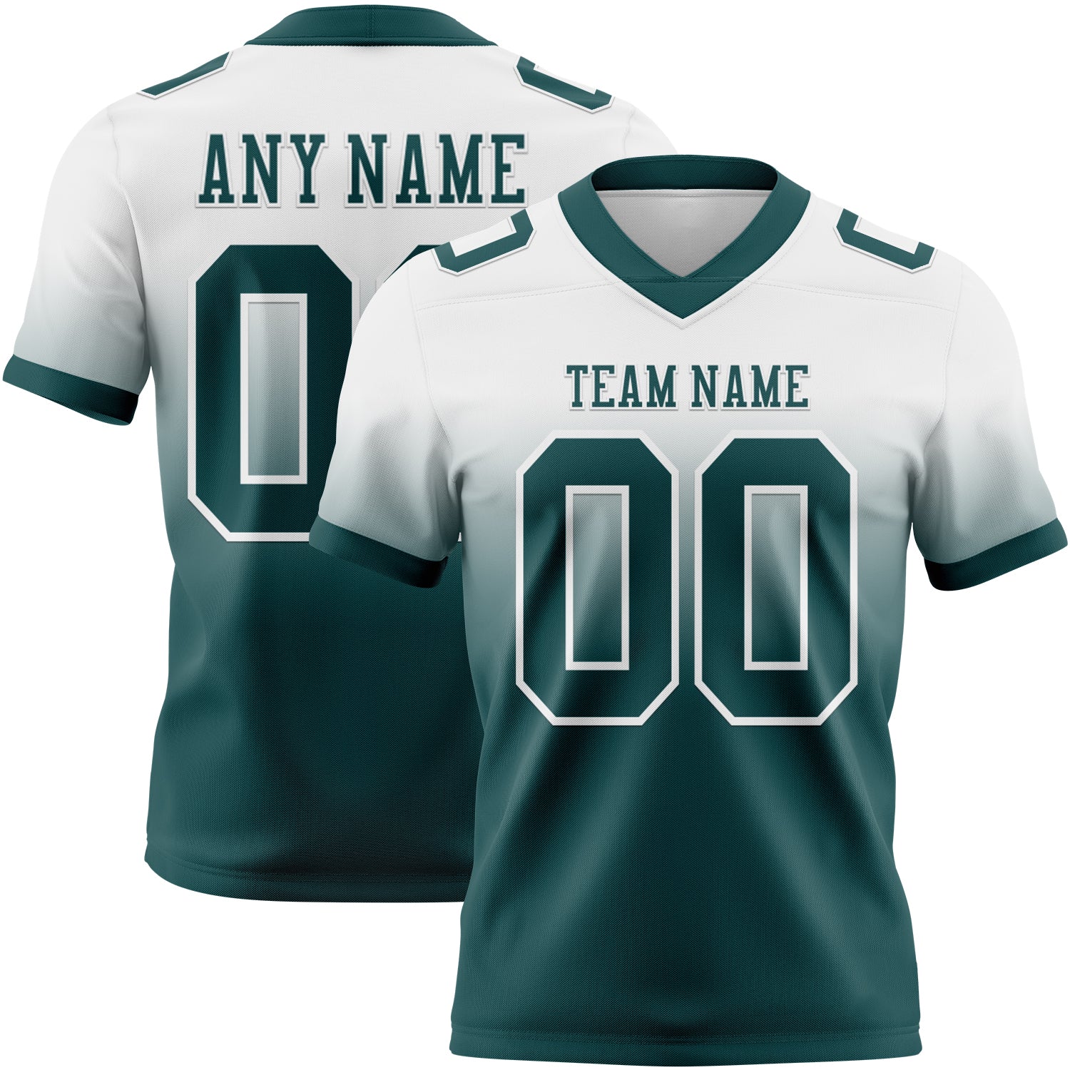 Custom White Midnight Green Authentic Fade Fashion Football Jersey