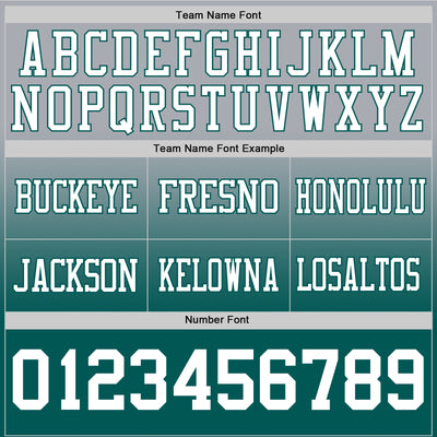 Custom Gray White-Midnight Green Authentic Fade Fashion Football Jersey