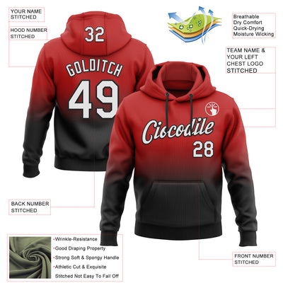 Custom Stitched Red White-Black Fade Fashion Sports Pullover Sweatshirt Hoodie