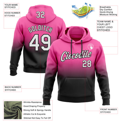 Custom Stitched Pink White-Black Fade Fashion Sports Pullover Sweatshirt Hoodie