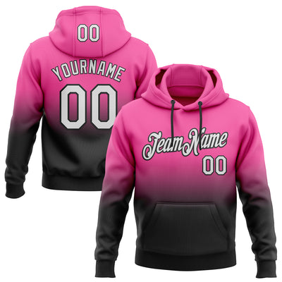 Custom Stitched Pink White-Black Fade Fashion Sports Pullover Sweatshirt Hoodie