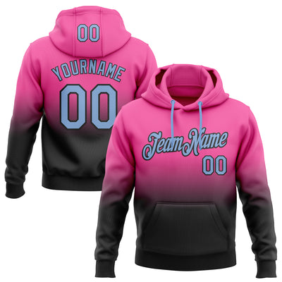 Custom Stitched Pink Light Blue-Black Fade Fashion Sports Pullover Sweatshirt Hoodie