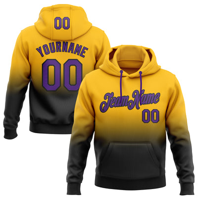 Custom Stitched Gold Purple-Black Fade Fashion Sports Pullover Sweatshirt Hoodie