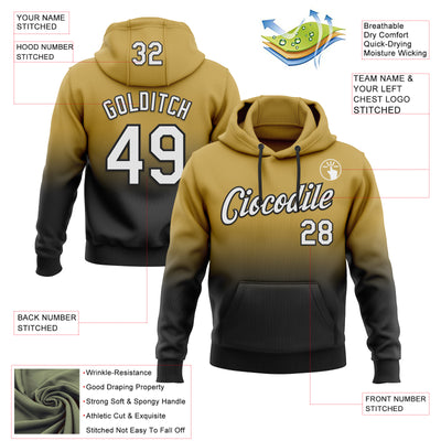 Custom Stitched Old Gold White-Black Fade Fashion Sports Pullover Sweatshirt Hoodie
