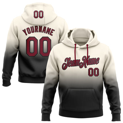 Custom Stitched Cream Crimson-Black Fade Fashion Sports Pullover Sweatshirt Hoodie