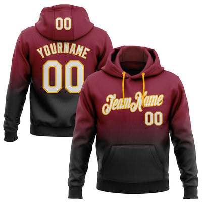 Custom Stitched Crimson White Black-Gold Fade Fashion Sports Pullover Sweatshirt Hoodie