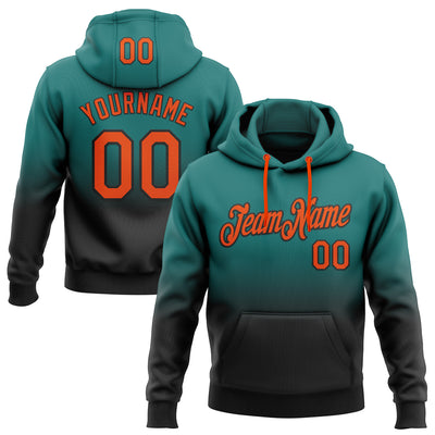 Custom Stitched Teal Orange-Black Fade Fashion Sports Pullover Sweatshirt Hoodie