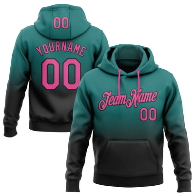 Custom Stitched Teal Pink-Black Fade Fashion Sports Pullover Sweatshirt Hoodie
