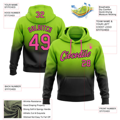 Custom Stitched Neon Green Pink-Black Fade Fashion Sports Pullover Sweatshirt Hoodie