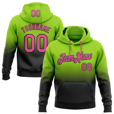 Custom Stitched Neon Green Pink-Black Fade Fashion Sports Pullover Sweatshirt Hoodie