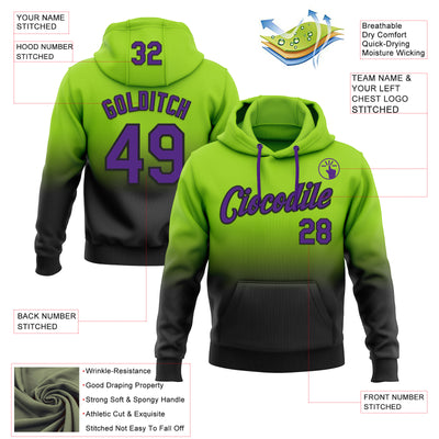 Custom Stitched Neon Green Purple-Black Fade Fashion Sports Pullover Sweatshirt Hoodie