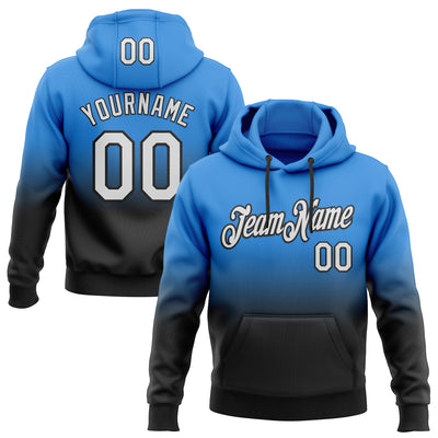 Custom Stitched Powder Blue White-Black Fade Fashion Sports Pullover Sweatshirt Hoodie