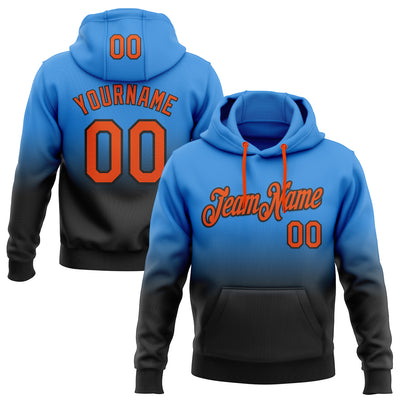 Custom Stitched Powder Blue Orange-Black Fade Fashion Sports Pullover Sweatshirt Hoodie