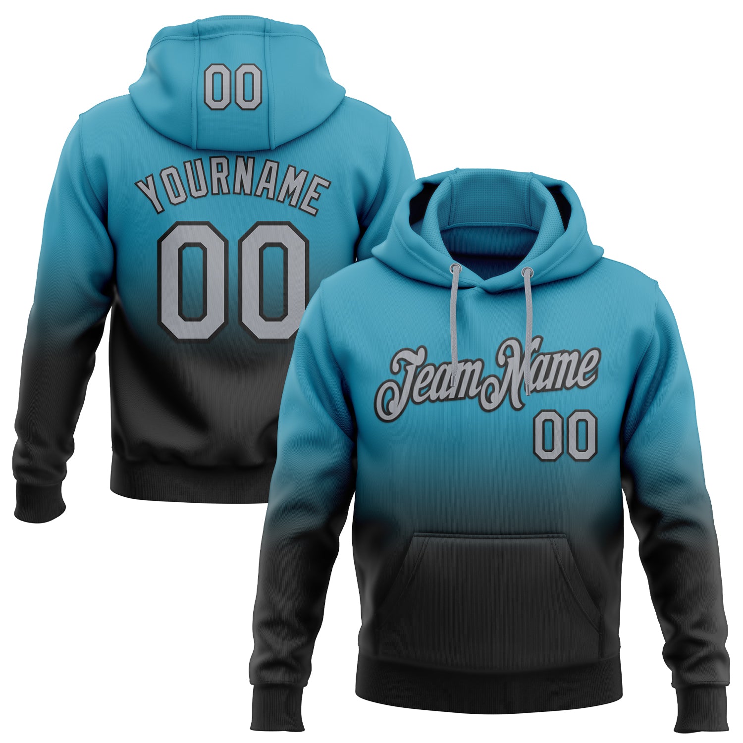 Custom Stitched Panther Blue Gray-Black Fade Fashion Sports Pullover Sweatshirt Hoodie