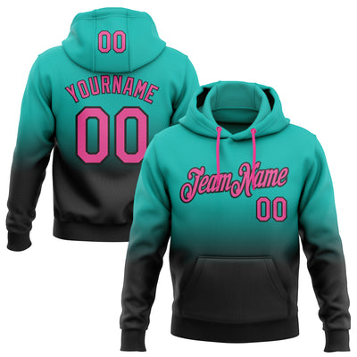 Custom Stitched Aqua Pink-Black Fade Fashion Sports Pullover Sweatshirt Hoodie