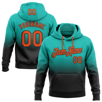 Custom Stitched Aqua Orange-Black Fade Fashion Sports Pullover Sweatshirt Hoodie