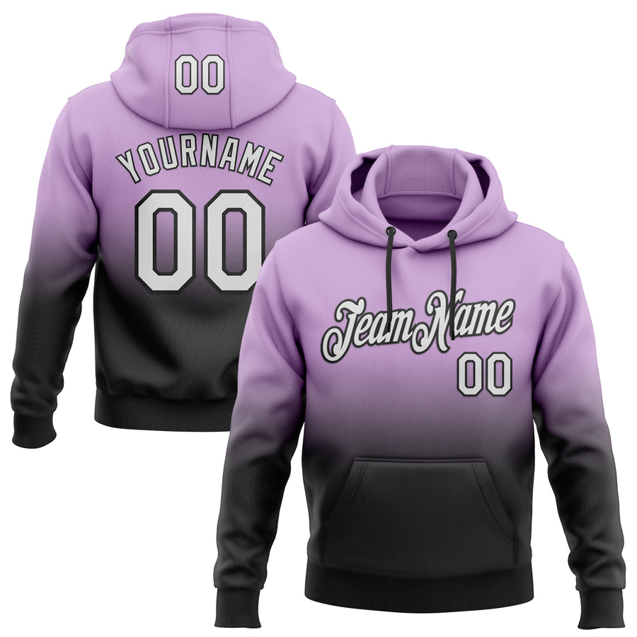 Custom Stitched Light Purple White-Black Fade Fashion Sports Pullover Sweatshirt Hoodie