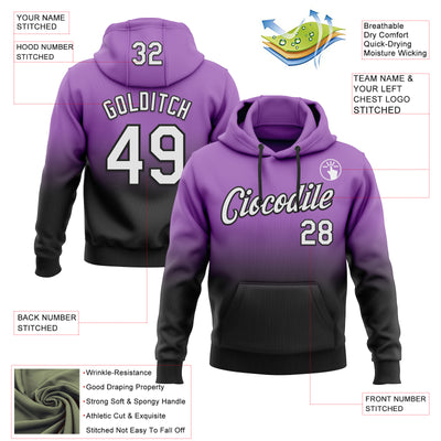 Custom Stitched Medium Purple White-Black Fade Fashion Sports Pullover Sweatshirt Hoodie