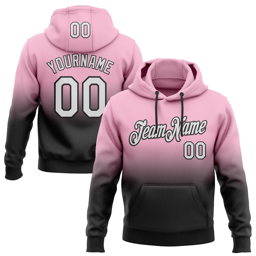 Custom Stitched Light Pink White-Black Fade Fashion Sports Pullover Sweatshirt Hoodie