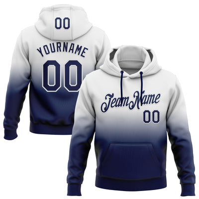 Custom Stitched White Navy Fade Fashion Sports Pullover Sweatshirt Hoodie