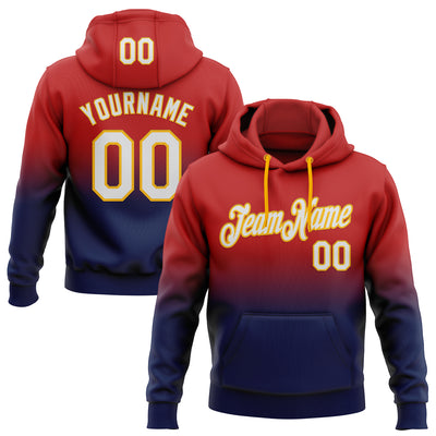 Custom Stitched Red White Navy-Gold Fade Fashion Sports Pullover Sweatshirt Hoodie