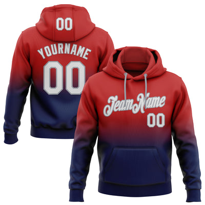 Custom Stitched Red White Navy-Gray Fade Fashion Sports Pullover Sweatshirt Hoodie