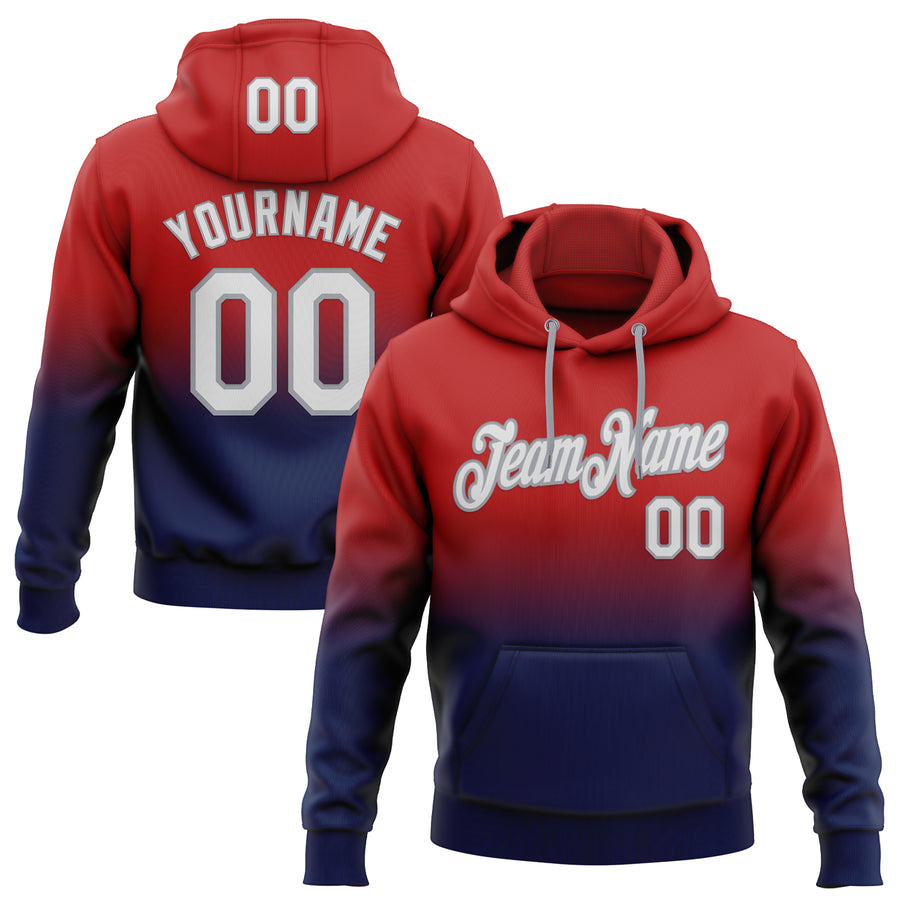 Custom Stitched Red White Navy-Gray Fade Fashion Sports Pullover Sweatshirt Hoodie